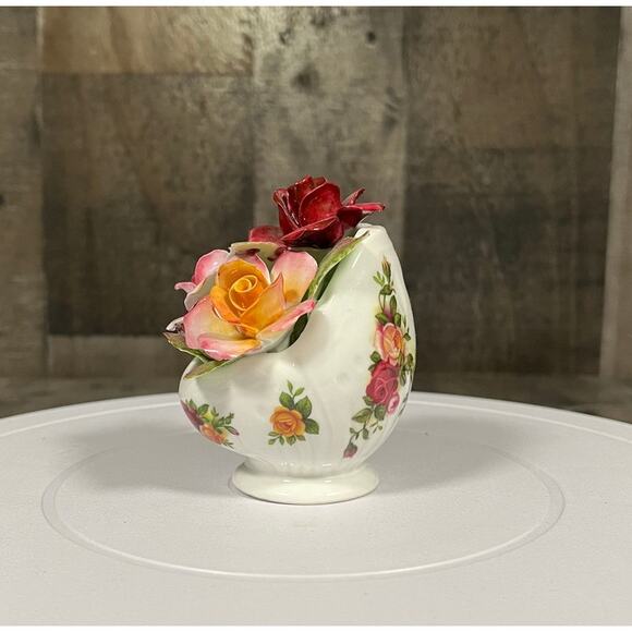 Rare Royal Albert Old Country Roses Scoop Vase with Flowers - Picture 6 of 11